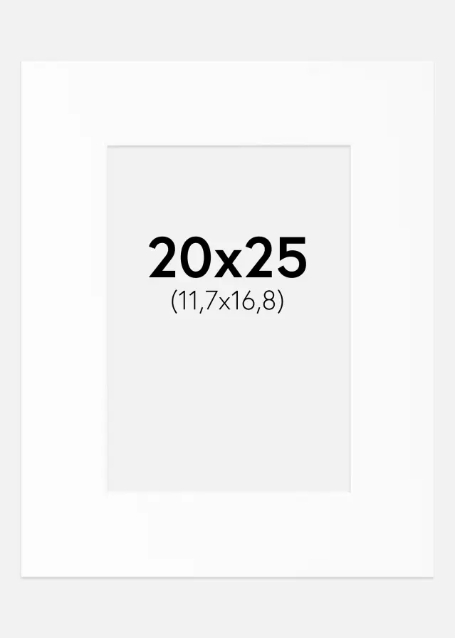 Passepartout Valkoinen Standard (Valkoinen keskus) 20x25 cm (11,7x16,8)