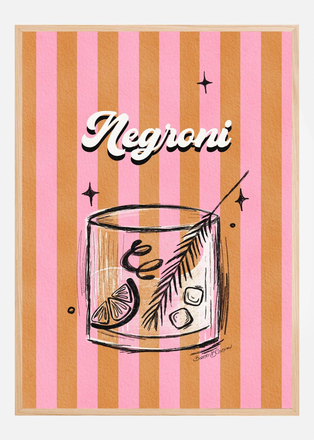 Product Image for Negroni Drink on Stripes Juliste (21x29.7 cm (A4))