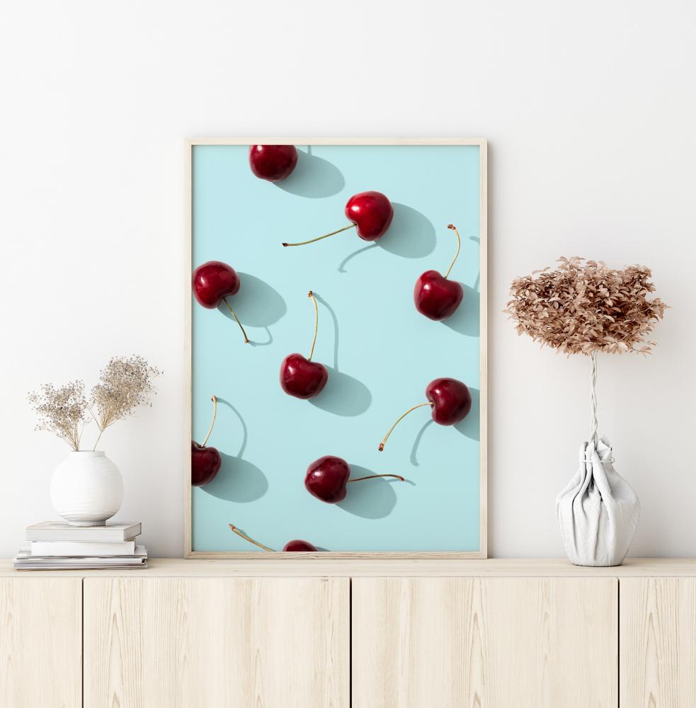 Cherries On Turquoise Juliste