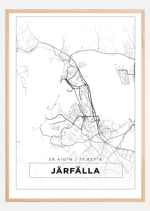 Kartta - Järfälla - Valkoinen Juliste