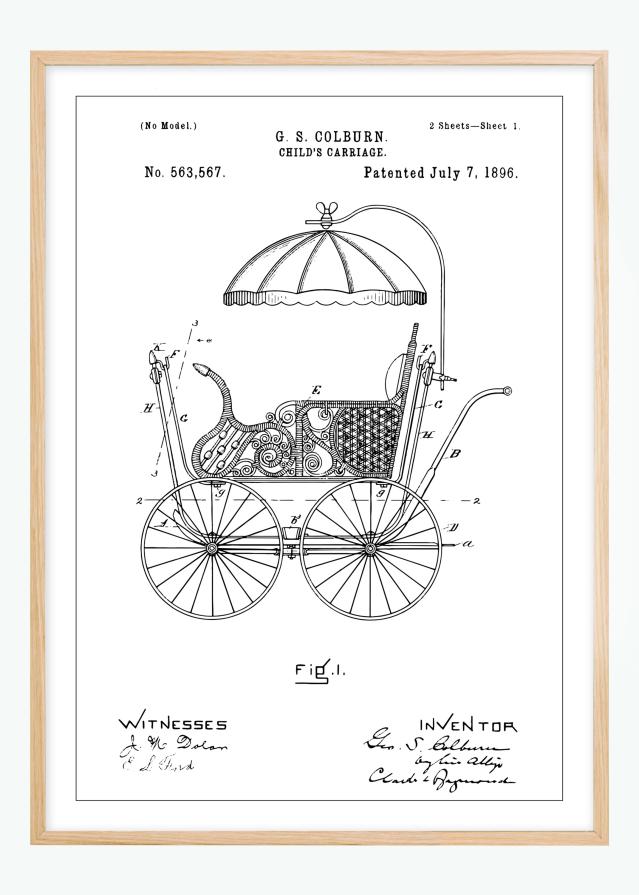 Patenttipiirustus - Lastenrattaat I Juliste