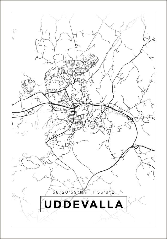 Kartta - Uddevalla - Valkoinen Juliste