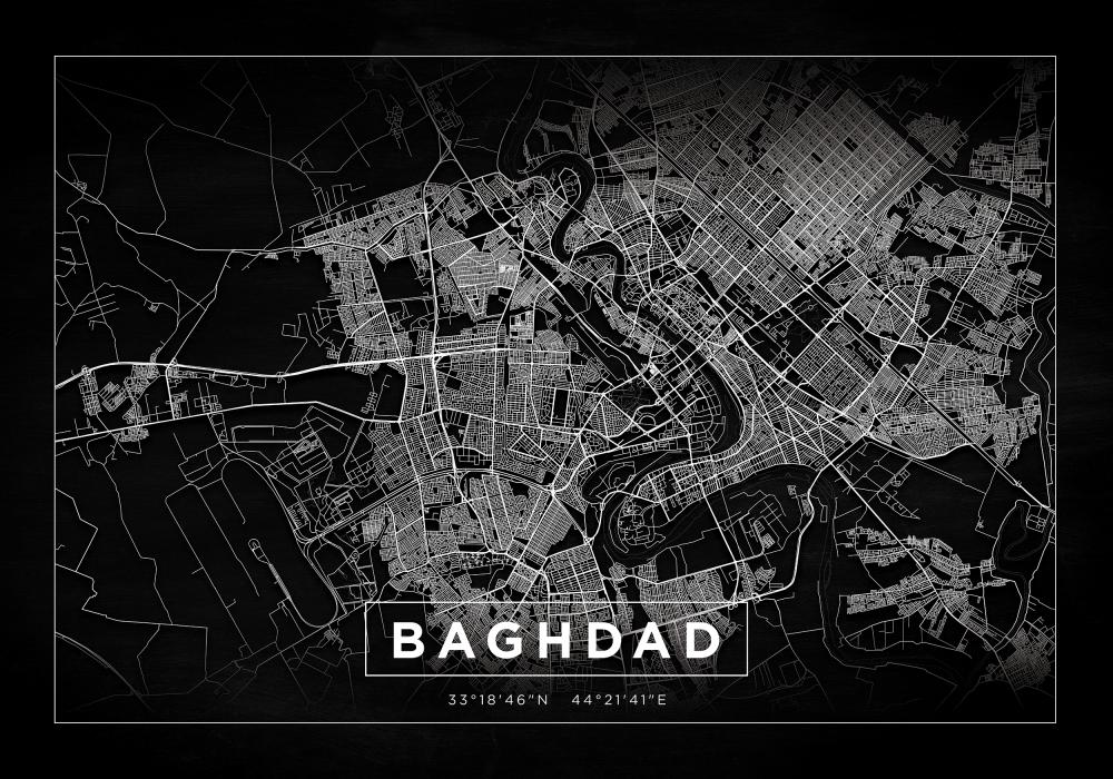 Kartta - Baghdad - Musta Juliste