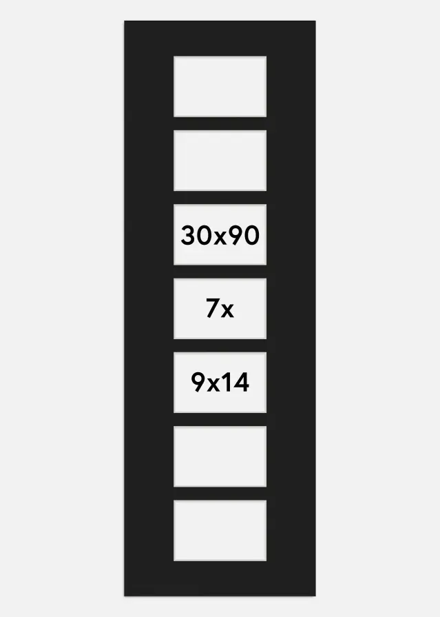 Paspatuuri Musta 30x90 cm - Kollaasi 7 kuvalle (9x14 cm)