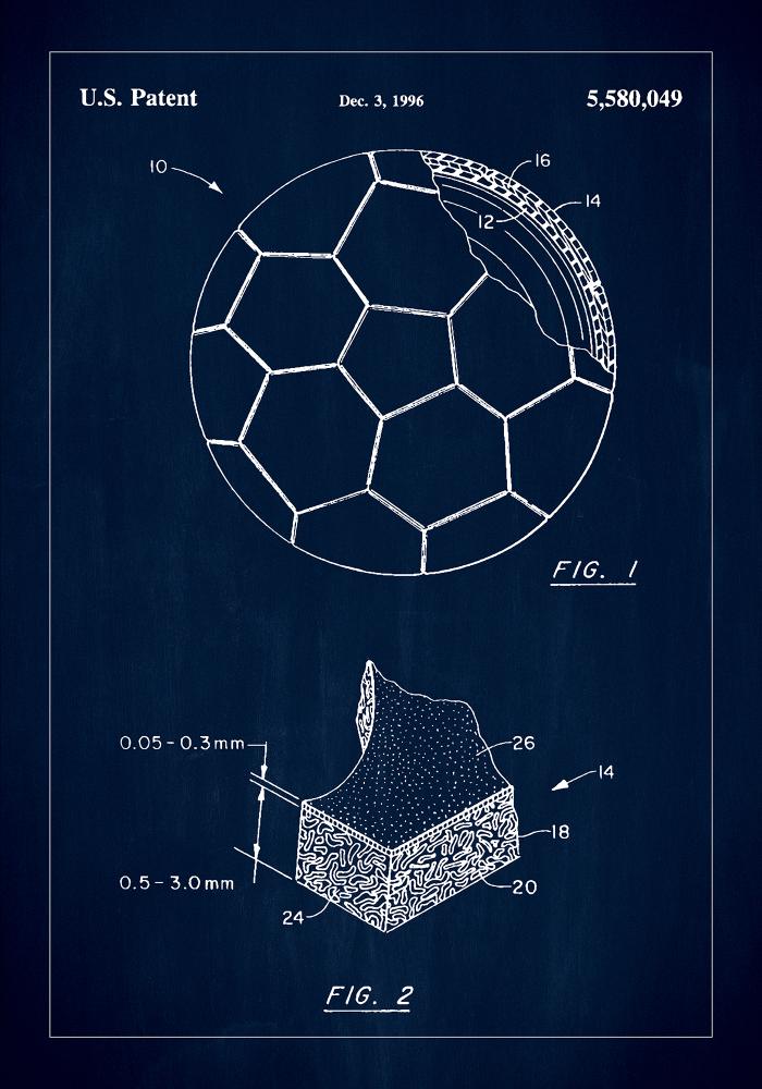 Patent Print - Football - Blue Juliste