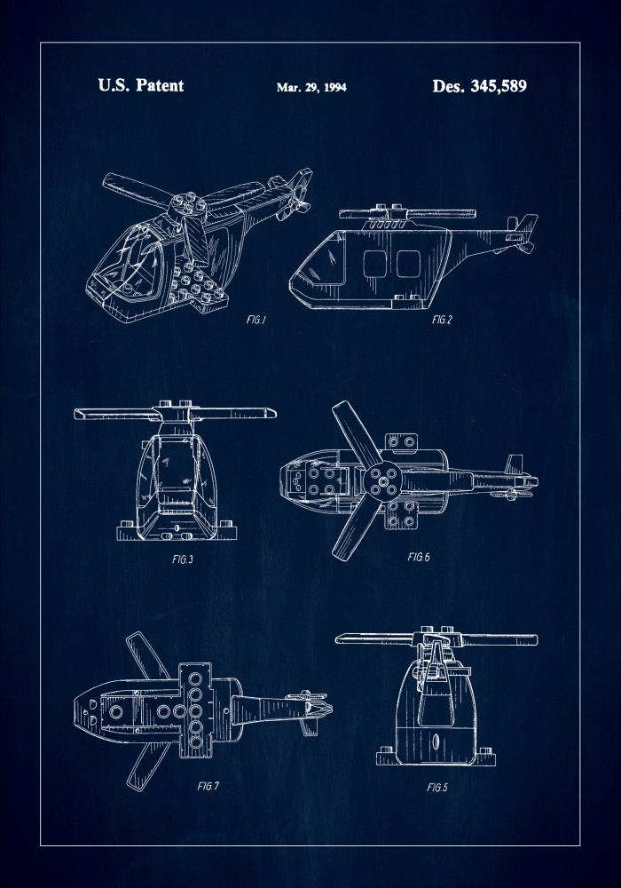 Patent Print - Lego Helicopter - Blue Juliste