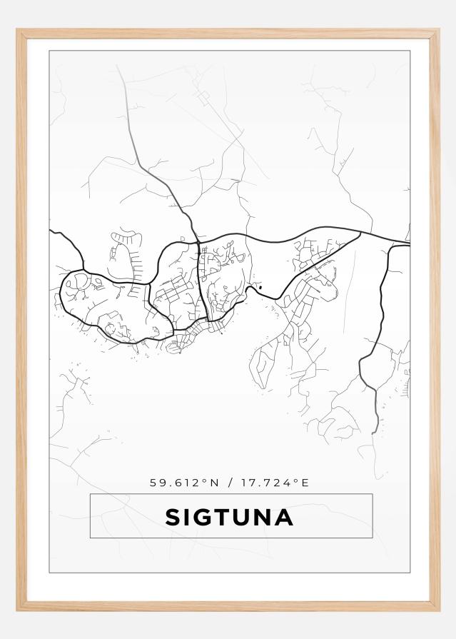 Kartta - Sigtuna - Valkoinen Juliste