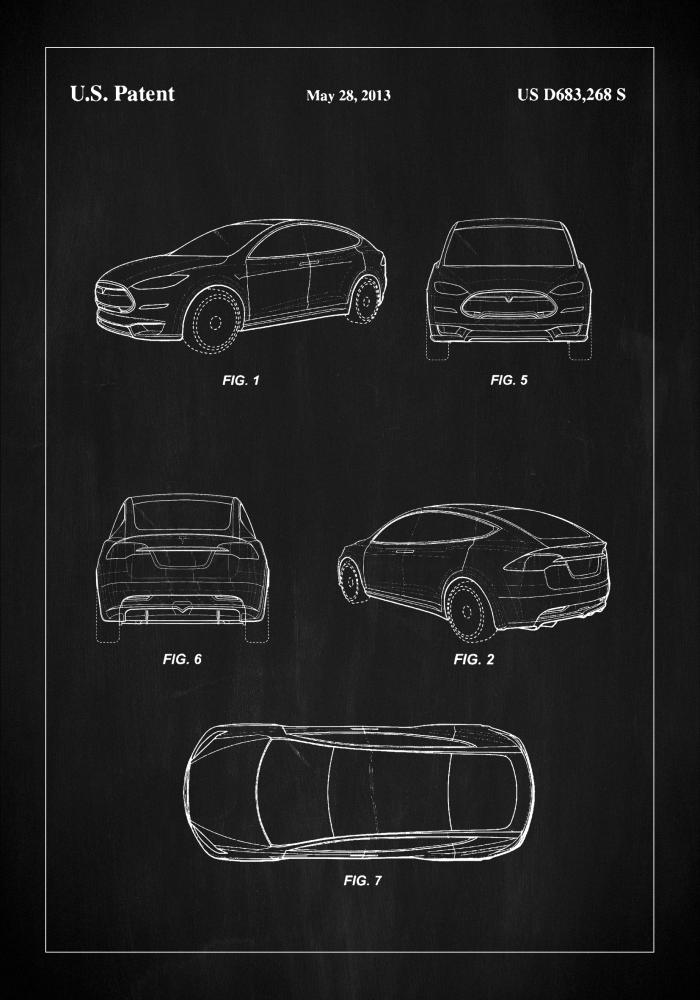 Patent Print - Tesla - Black Juliste