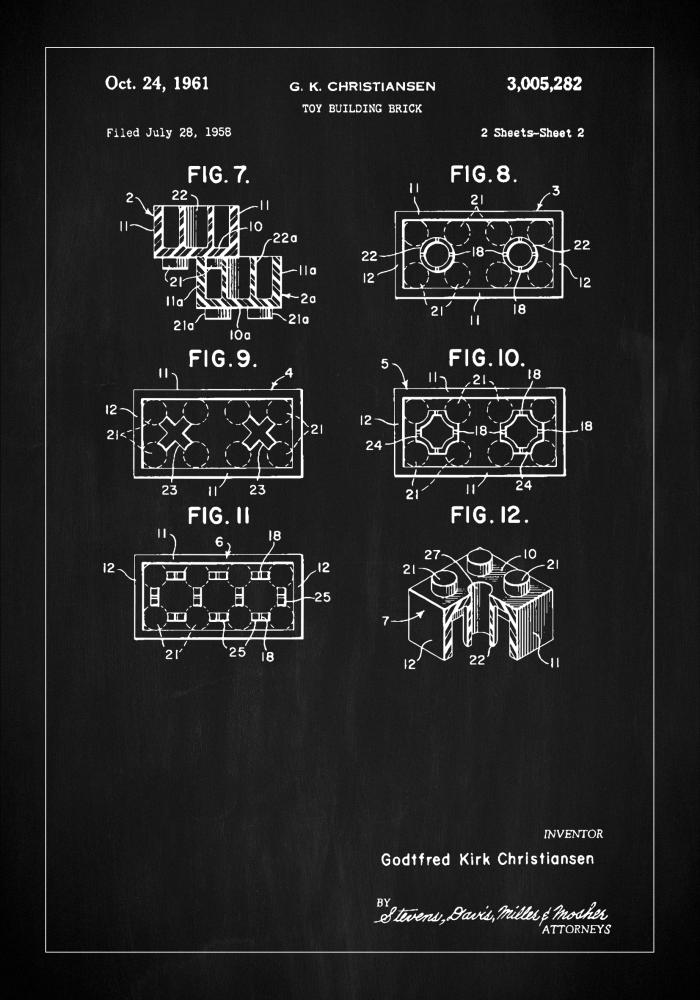 Patent Print - Lego Block II - Black Juliste