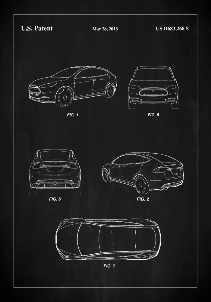 Patent Print - Tesla - Black Juliste