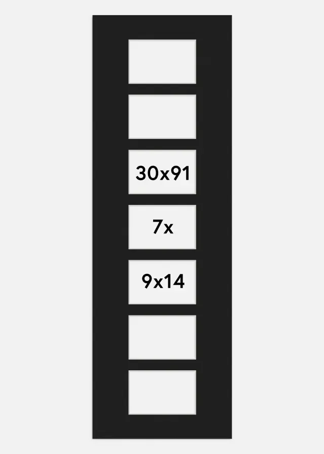 Paspatuuri Musta 30x91 cm - Kollaasi 7 kuvalle (9x14 cm)