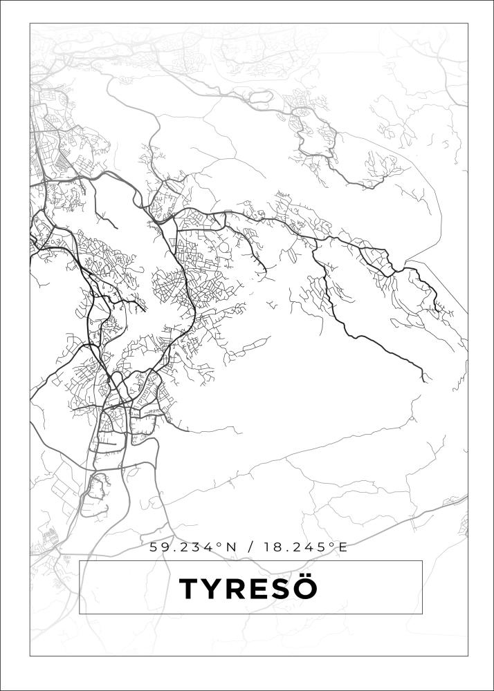 Kartta - Tyresö - Valkoinen Juliste