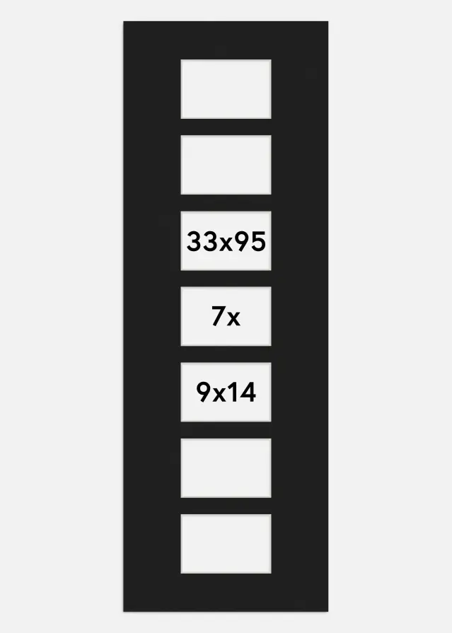 Paspatuuri Musta 33x95 cm - Kollaasi 7 kuvalle (9x14 cm)