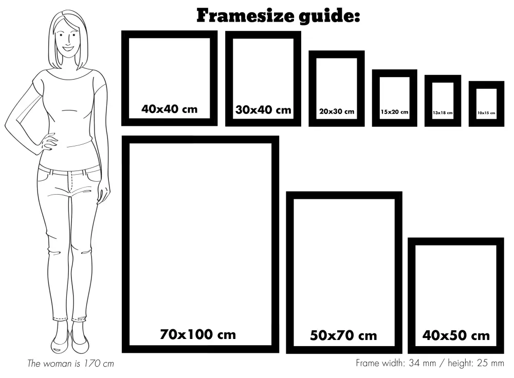 Kehys Öjaren Valkoinen 70x100 cm - Passepartout Musta 62x85 cm
