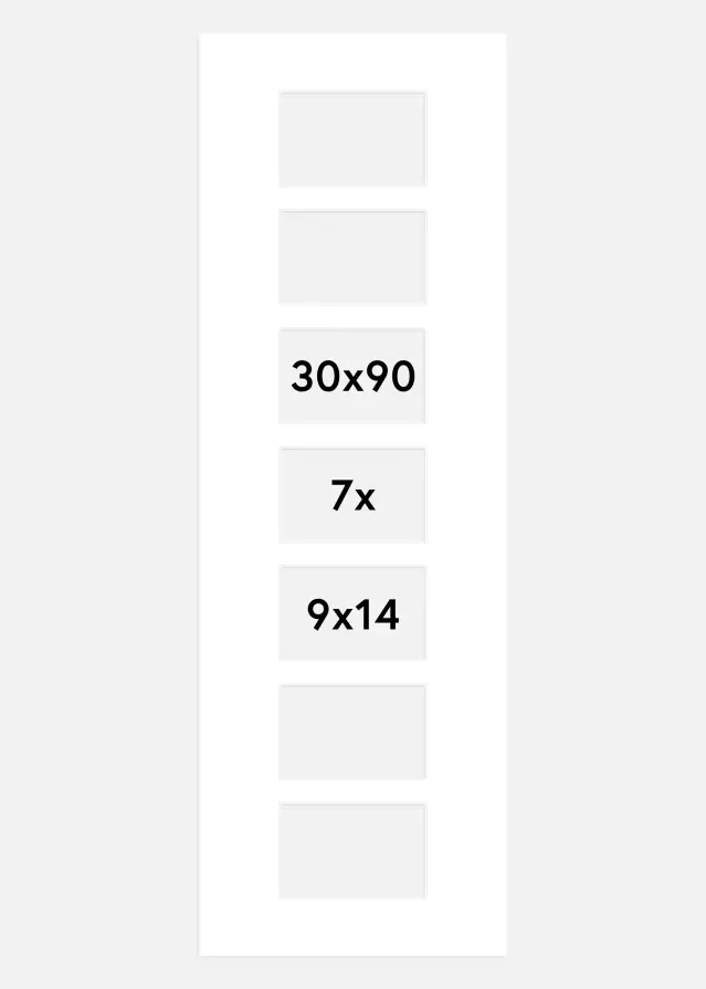 Paspatuuri Valkoinen 30x90 cm - Kollaasi 7 kuvalle (9x14 cm)