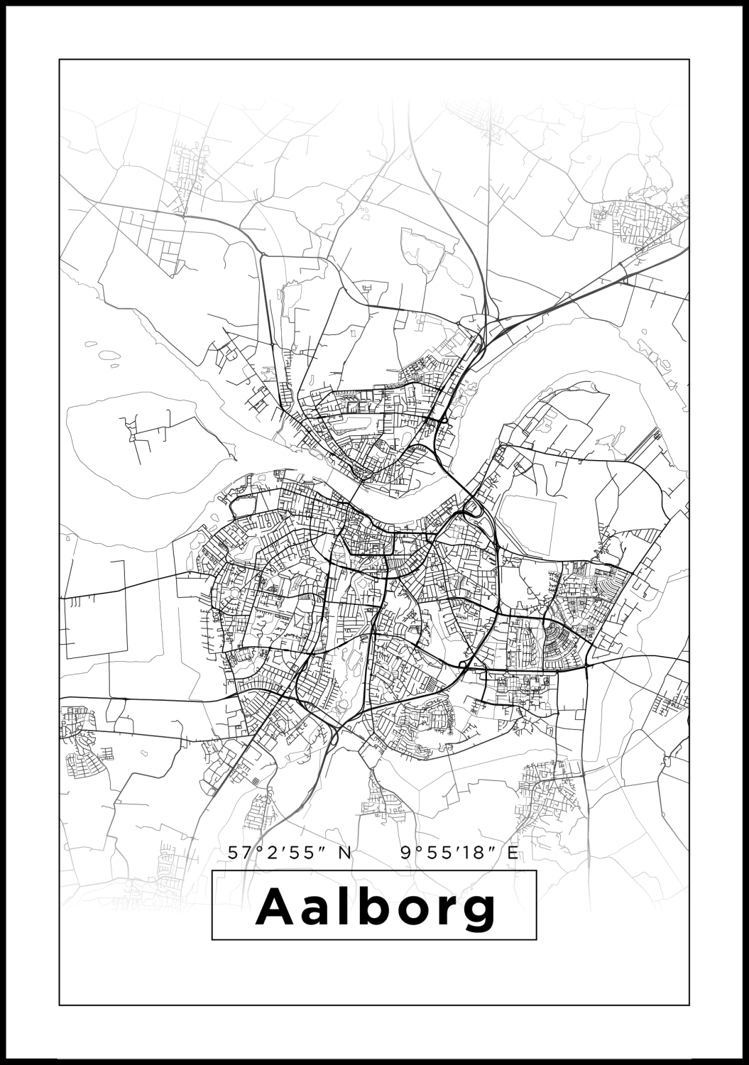 Product Image for Kartta - Aalborg - Valkoinen Juliste (30x40 cm)