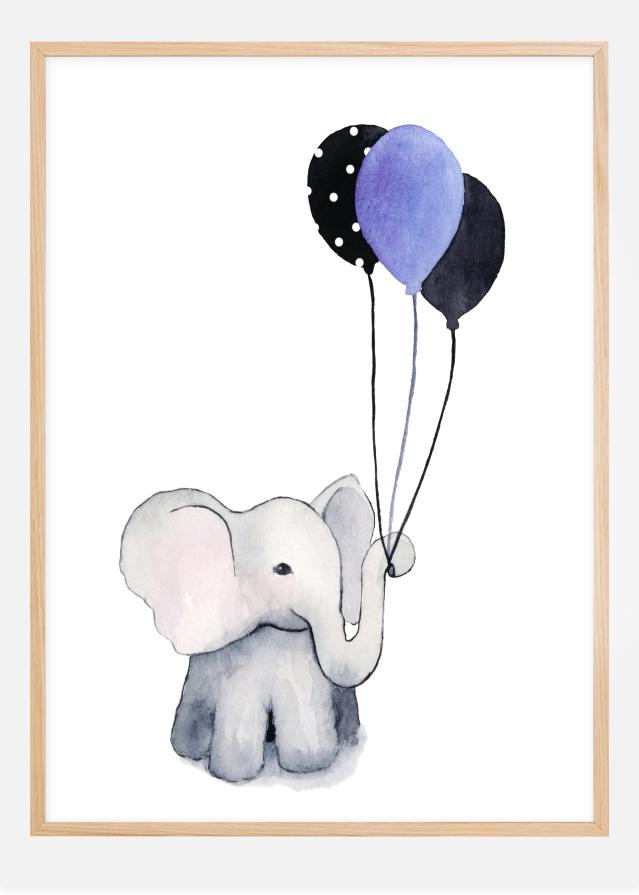 Elephant With Balloons Juliste