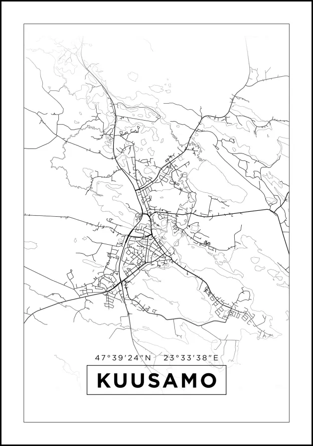 Kartta - Kuusamo - Valkoinen Juliste