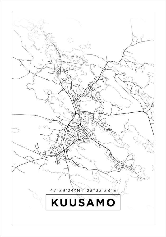 Kartta - Kuusamo - Valkoinen Juliste