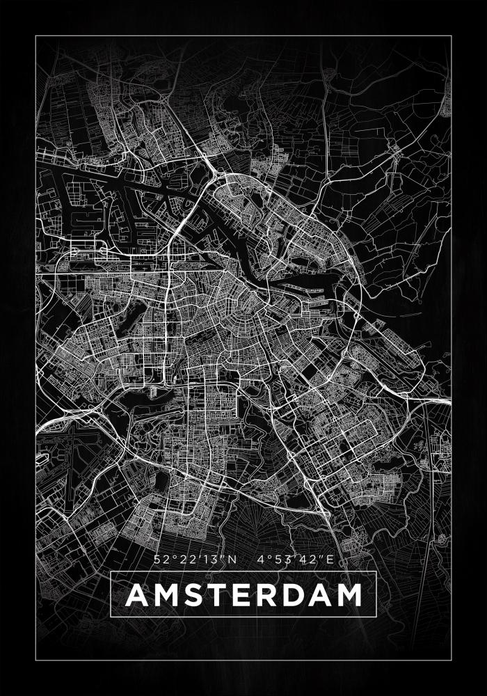 Kartta - Amsterdam - Musta Juliste