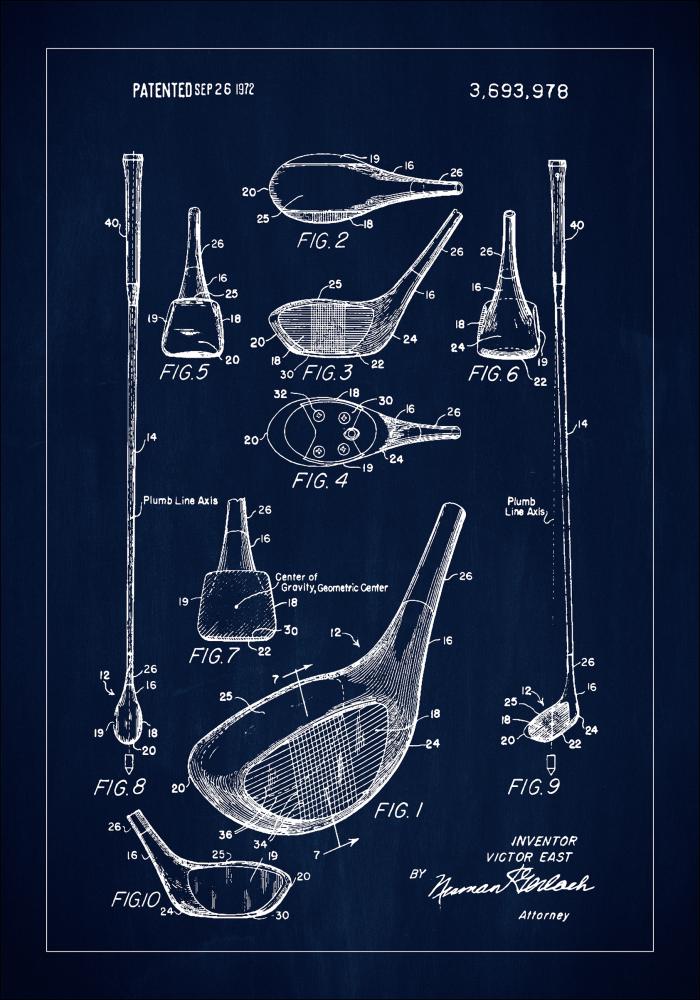 Patent Print - Golf Club - Blue Juliste