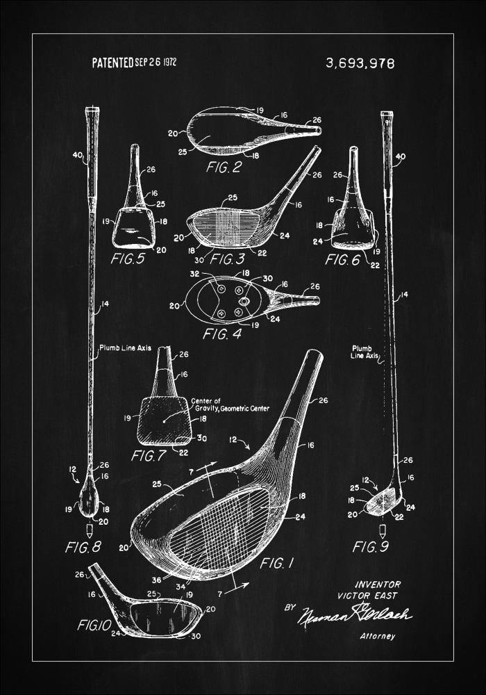 Patent Print - Golf Club - Black Juliste