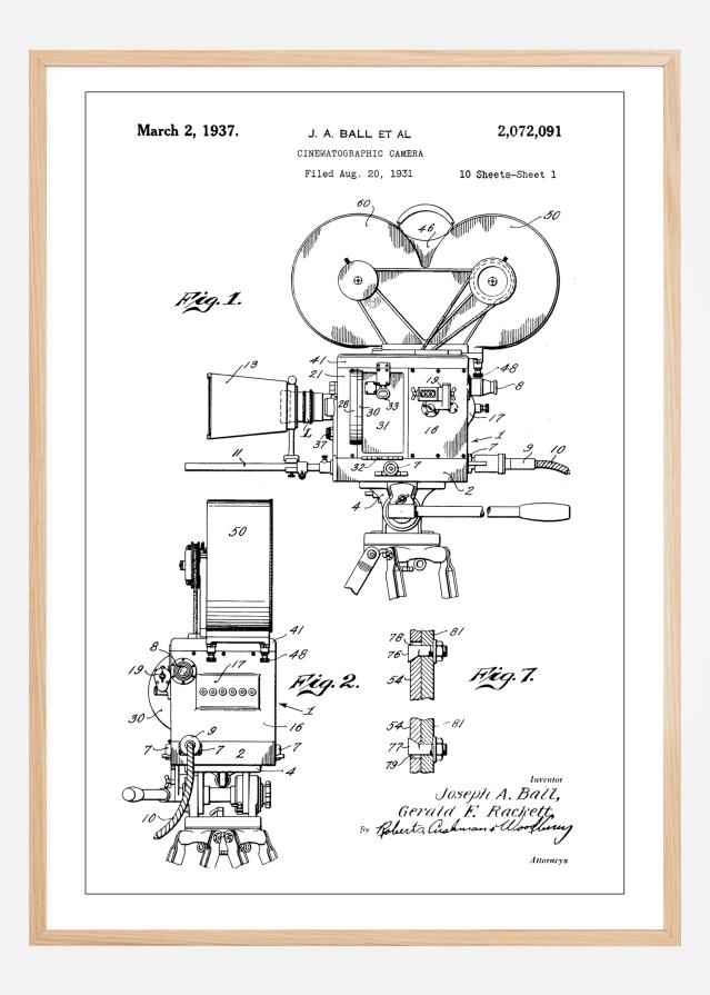 Patent Print - Cinematic Camera - White Juliste