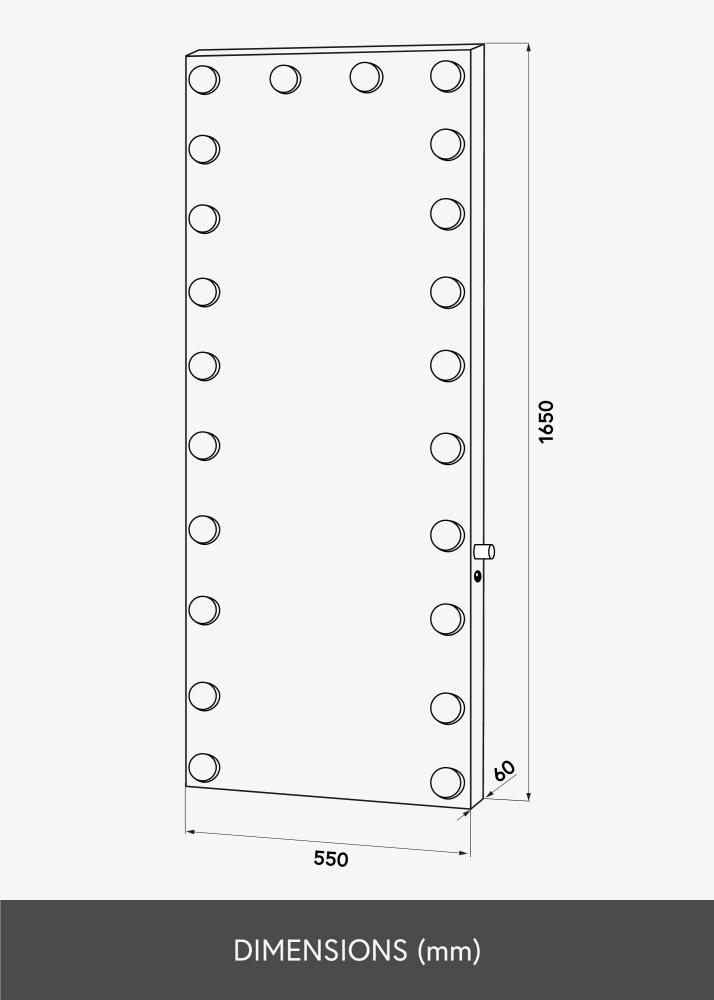 KAILA Peili Tall LED Hopeanvärinen 55x165 cm