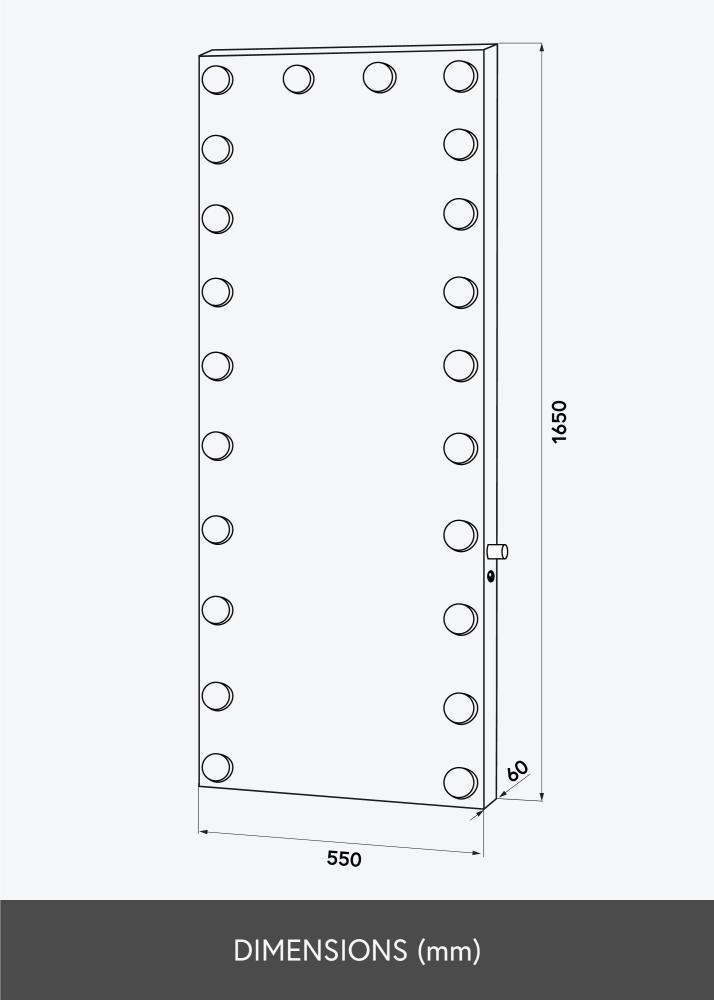 KAILA Peili Tall LED Musta 55x165 cm