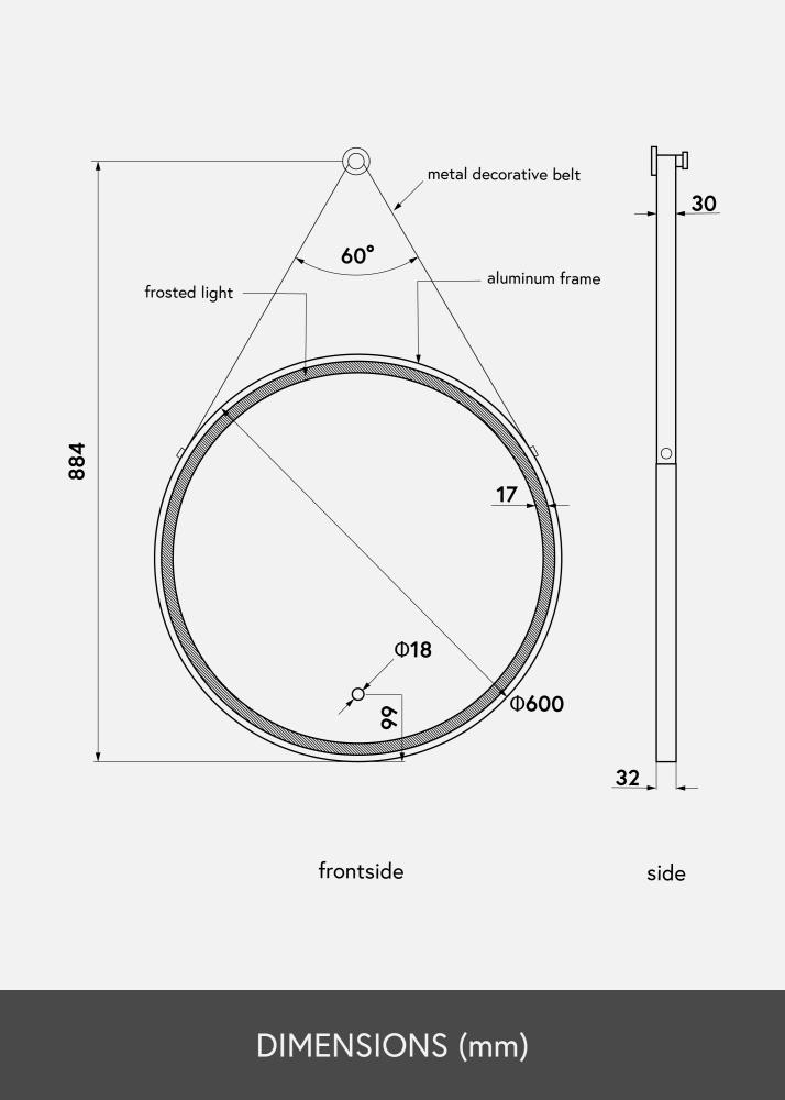 KAILA Peili Belt LED Guld 60 cm Ø