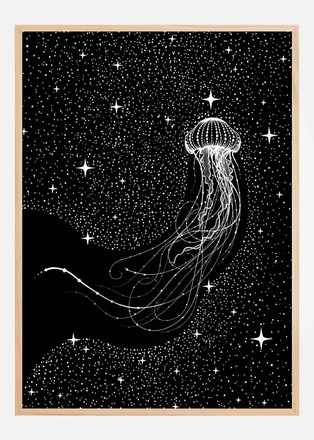 Starry Jellyfish (Black Version) Juliste