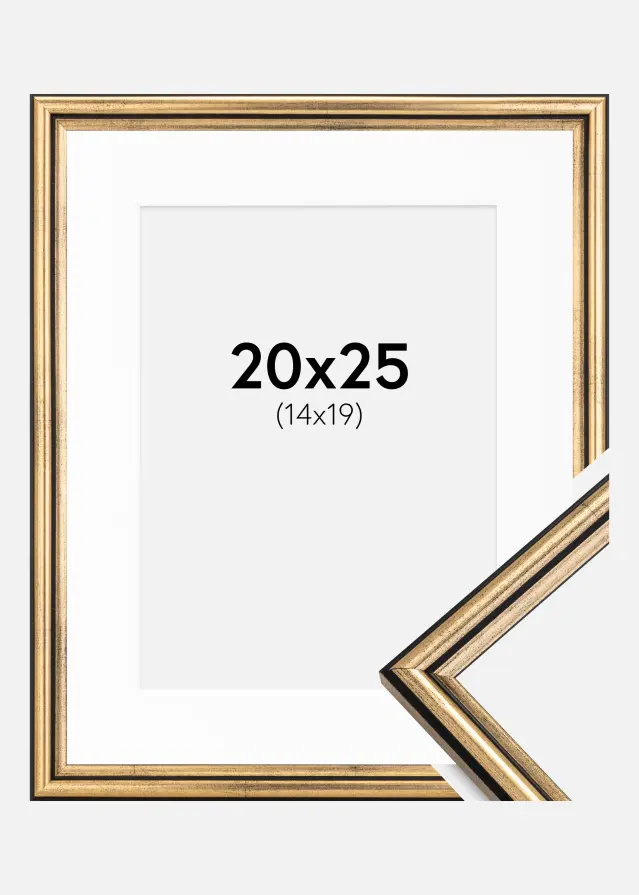Kehys Horndal Kulta 20x25 cm - Passepartout Valkoinen 15x20 cm