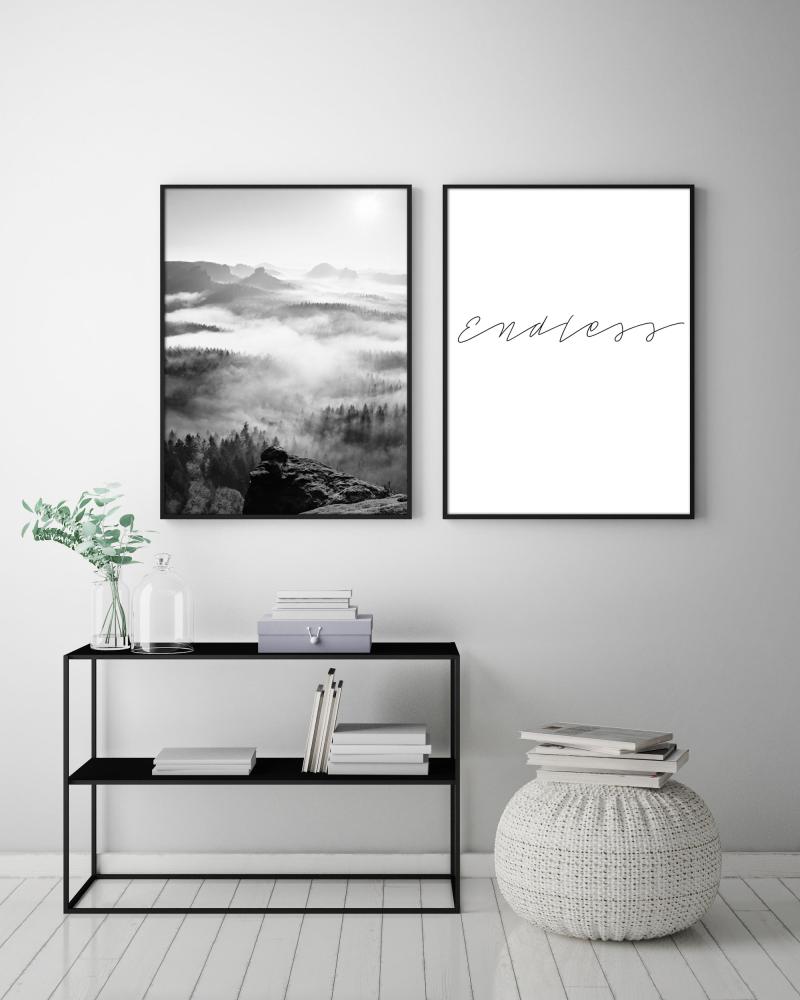 Foggy Forest Black & White I - 50x70 cm Juliste