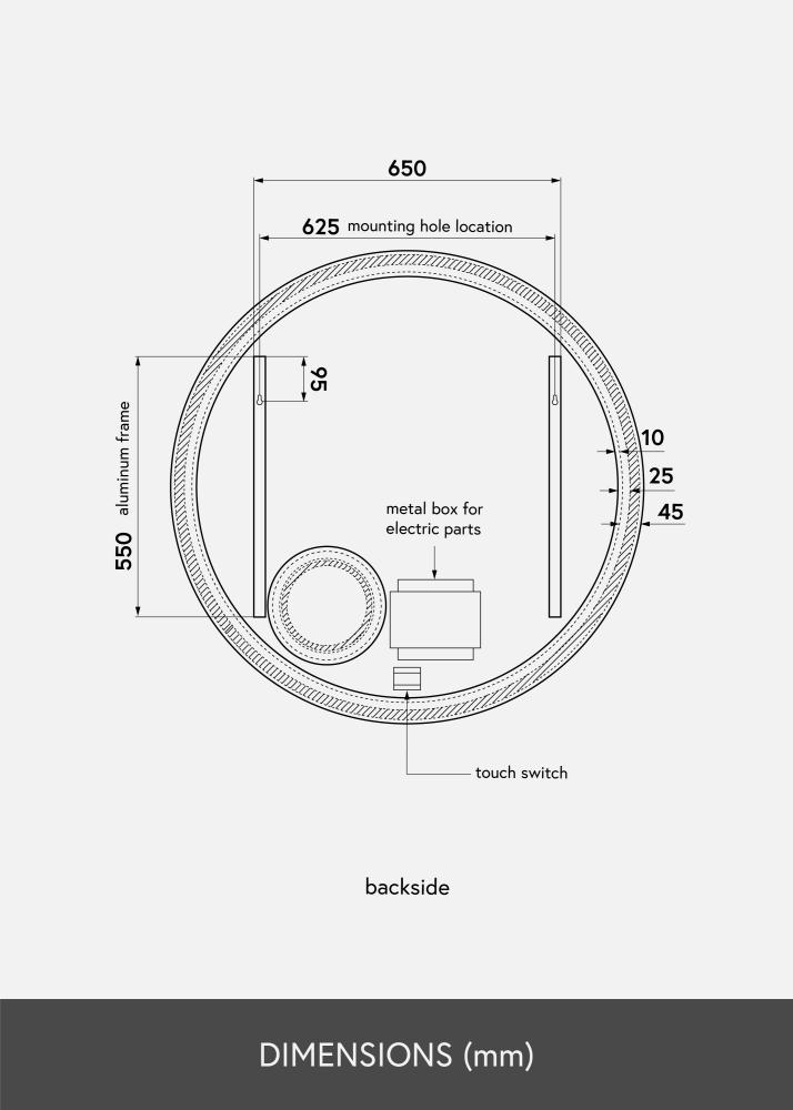 KAILA Peili Circular Magnifying LED 100 cm Ø