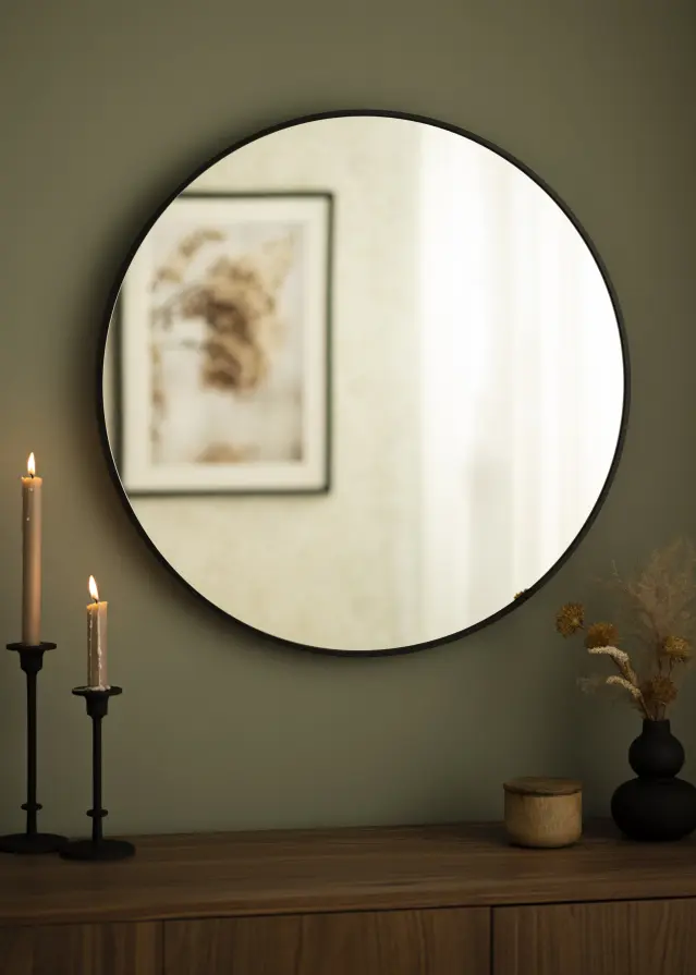 KAILA Round Mirror - Edge Black 70 cm Ø