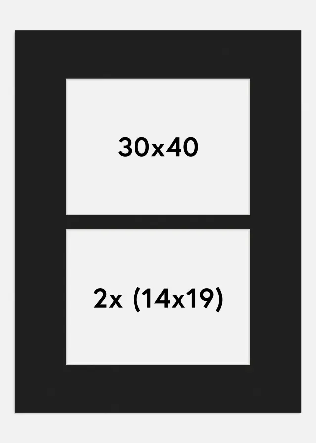 Paspatuuri Musta 30x40 cm - Kollaasi 2 kuvalle (14x19 cm)