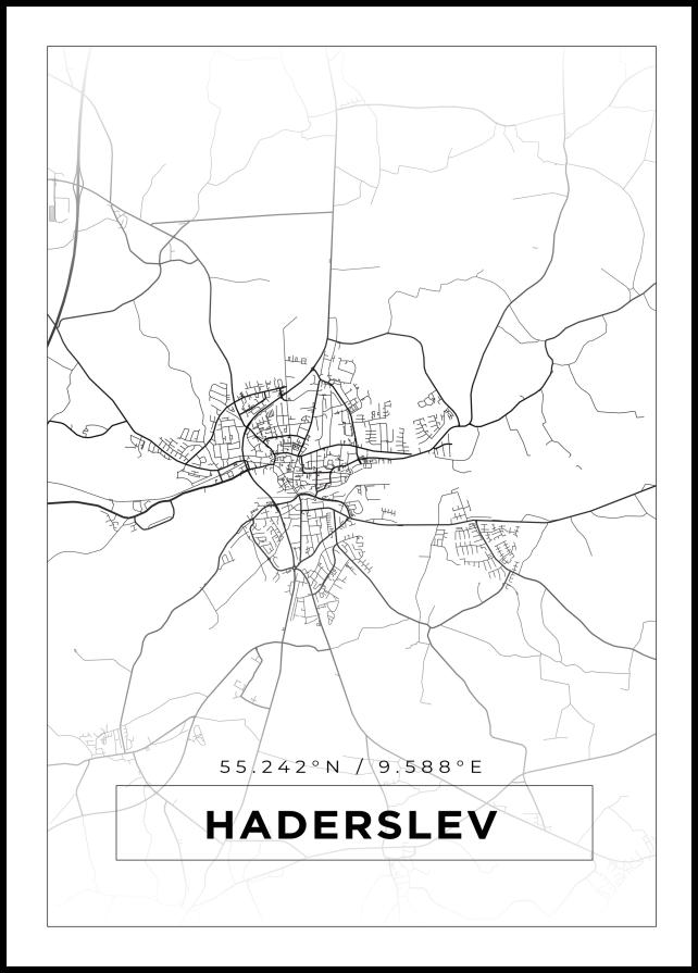 Kartta - Haderslev - Valkoinen Juliste