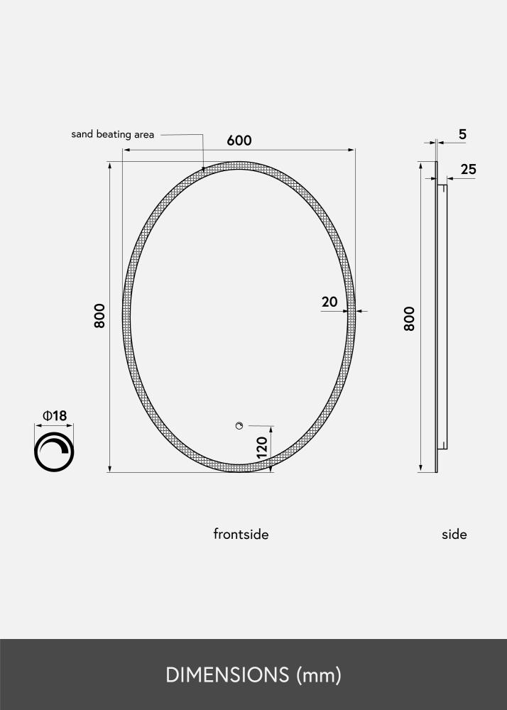 KAILA Peili Oval LED 60x80 cm