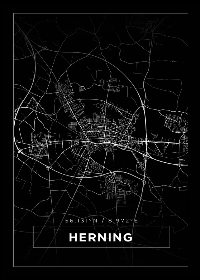 Kartta - Herning - Musta Juliste