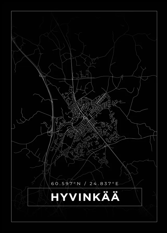 Kartta - Hyvinkää - Musta Juliste