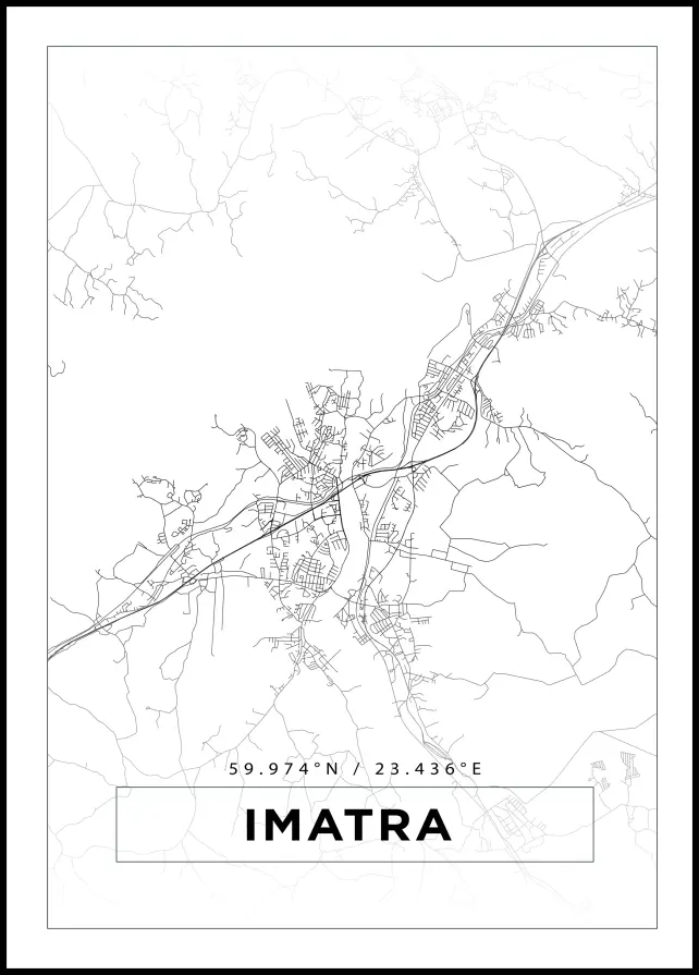 Kartta - Imatra - Valkoinen Juliste