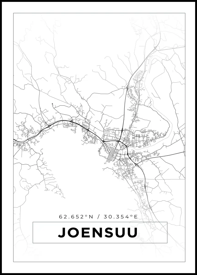 Kartta - Joensuu - Valkoinen Juliste