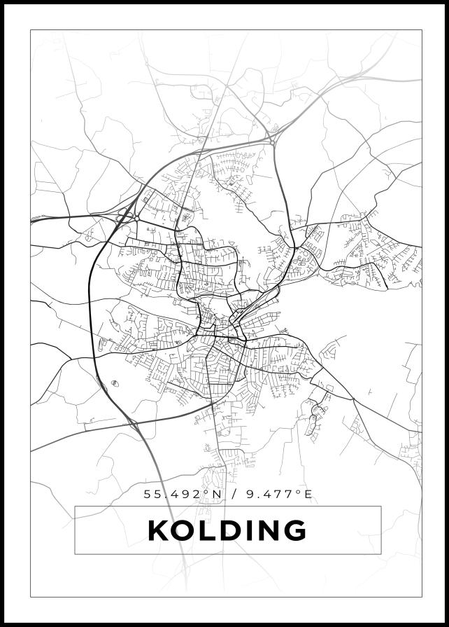 Kartta - Kolding - Valkoinen Juliste