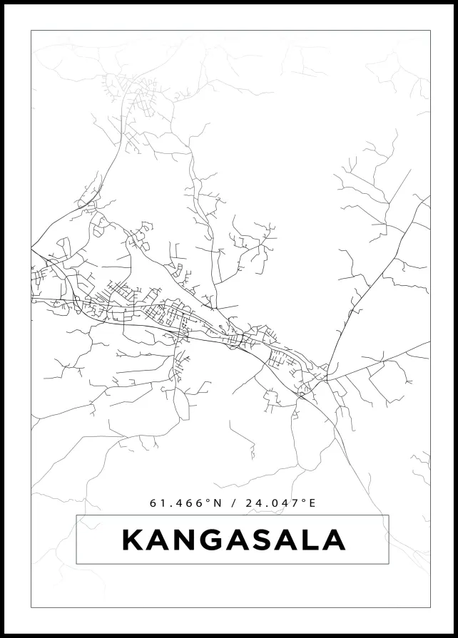 Kartta - Kangasala - Valkoinen Juliste