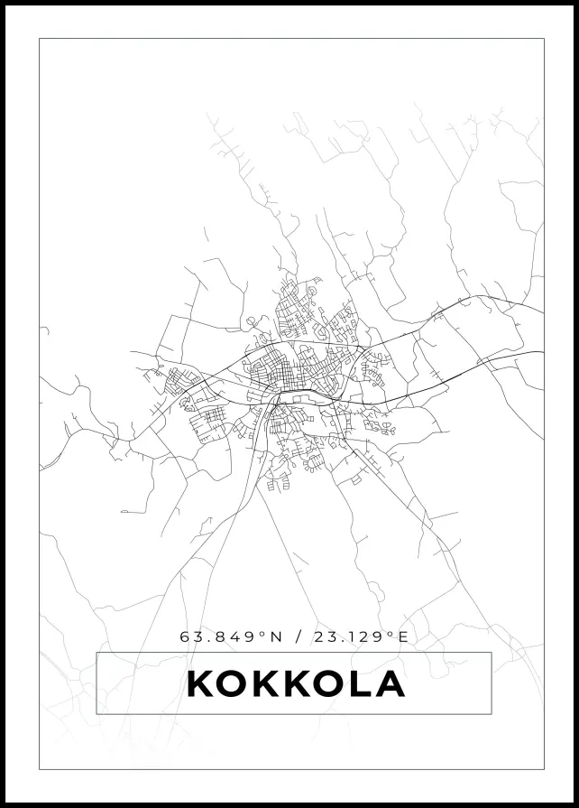 Kartta - Kokkola - Valkoinen Juliste