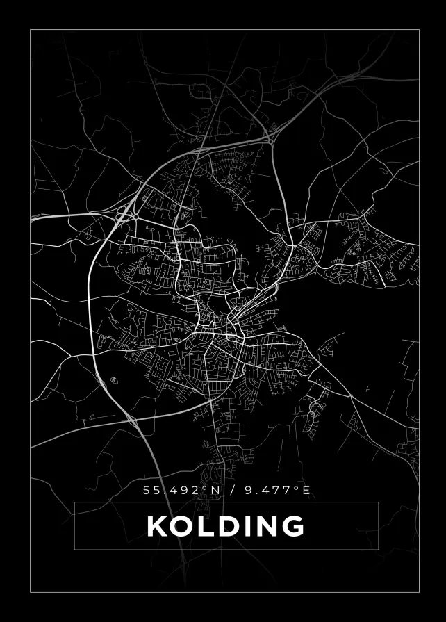 Kartta - Kolding - Musta Juliste