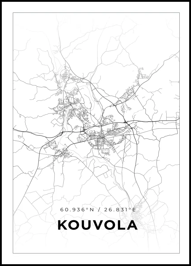 Kartta - Kouvola - Valkoinen Juliste