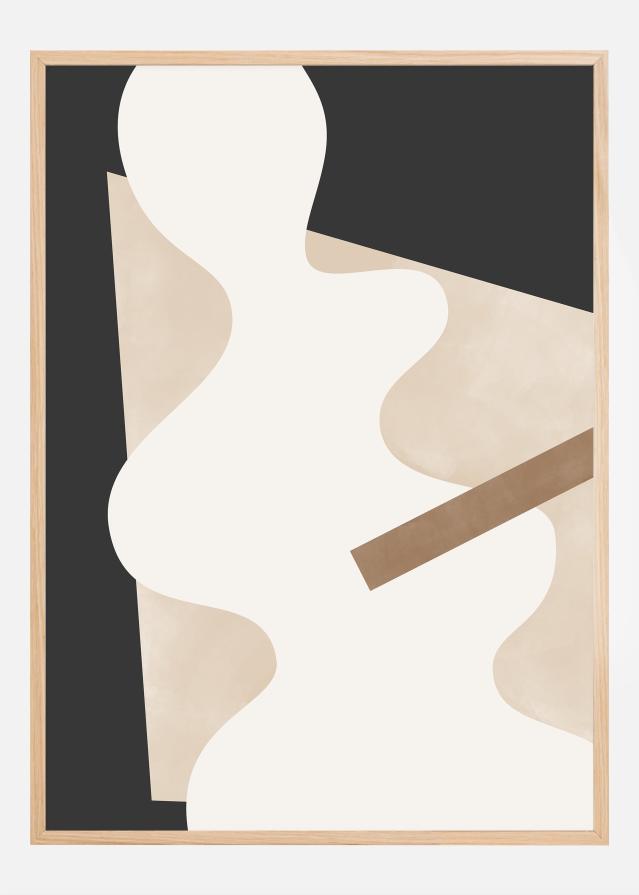 Beige Graphic Curves Art Juliste