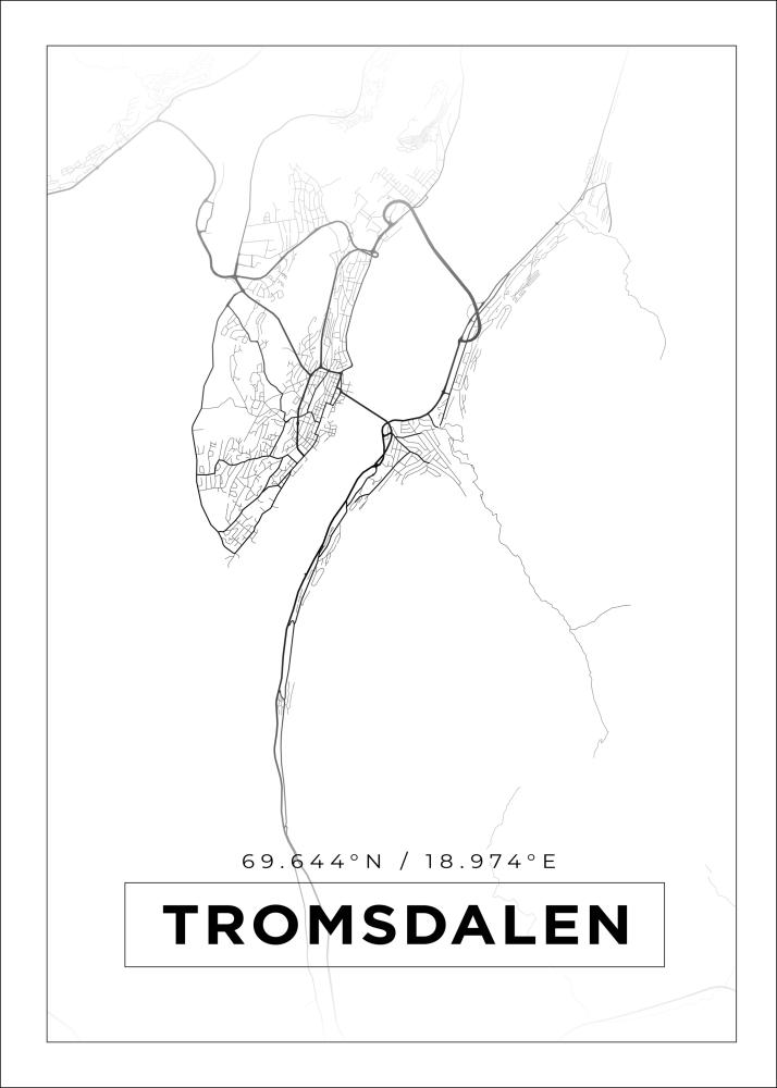 Kartta - Tromsdalen - Valkoinen Juliste