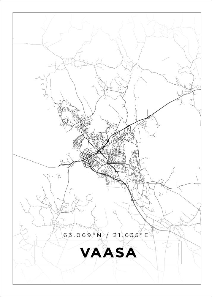 Kartta - Vaasa - Valkoinen Juliste